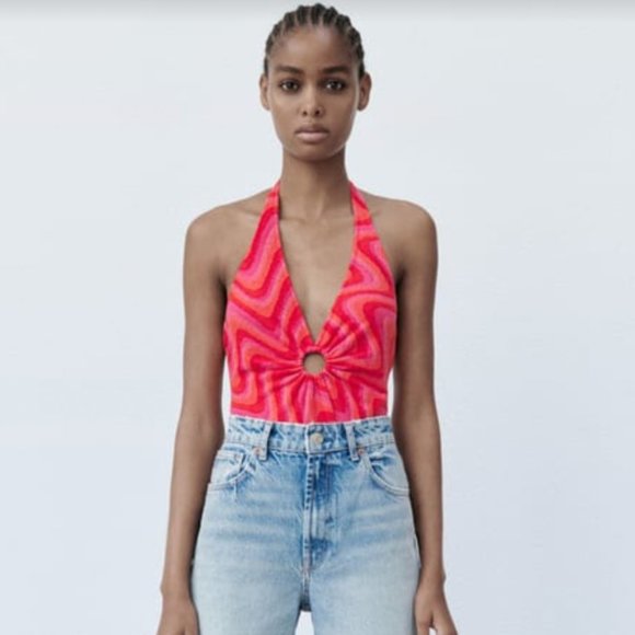 Zara Tops - CUT OUT JACQUARD BODYSUIT